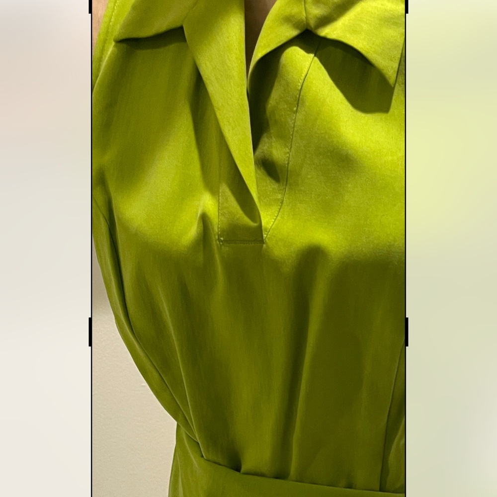 Silx by August Silk Olive Green Draped Tie-Waist Midi Dress